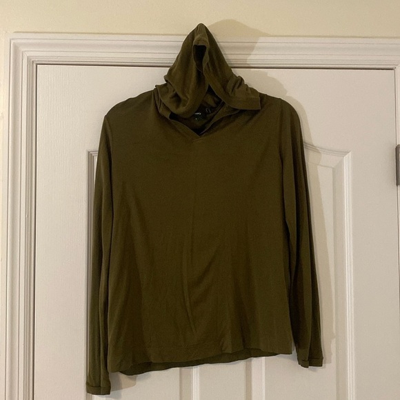 Theory | Easy Rib Hoodie | Olive Green | Size Small - Picture 3 of 8